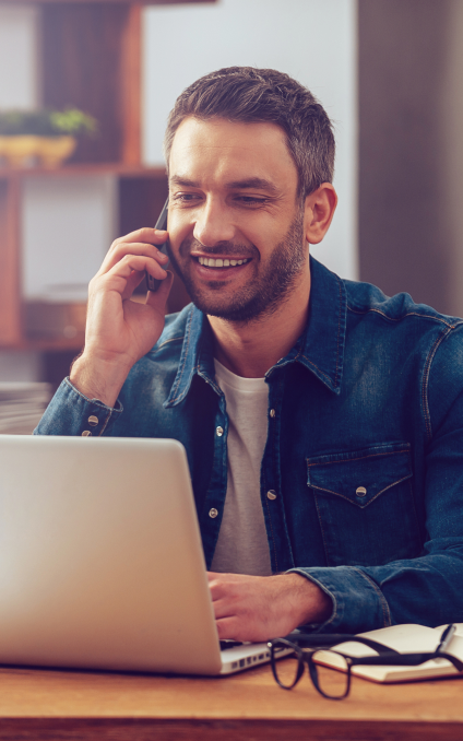 customer service rep talking on the phone