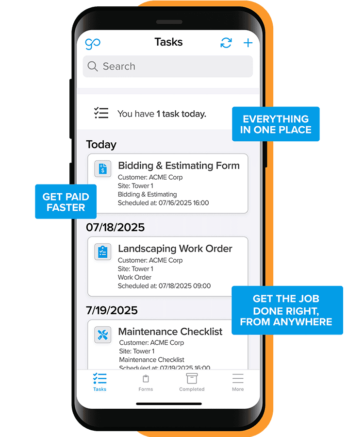 GoCanvas landscaping mobile form software.