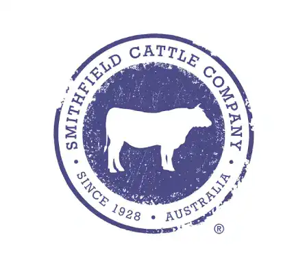 Smithefield Cattle Company logo with a cattle silhouette in a circular stamp design.