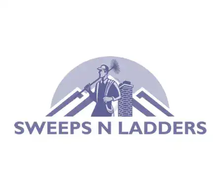 Sweeps N Ladders logo with a man on a ladder and mountains in the background.